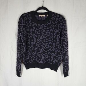Rebecca Taylor Leopard Print Sweater Purple and Black Pullover Womens S